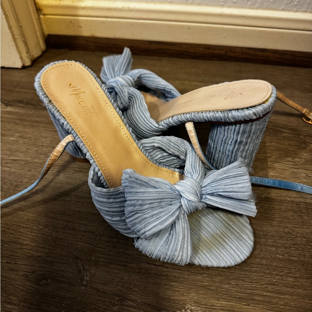 Blue Bow Heeled Sandals